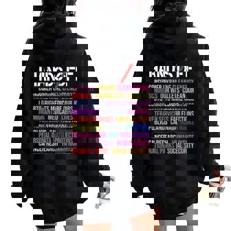 Hands Off Protest Saturday April 5 Women Women Oversized Hoodie Back Print | Mazezy