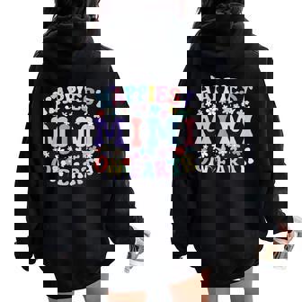 Happiest Mimi On Earth Family Trip Squad Groovy Grandma Women Oversized Hoodie Back Print - Seseable