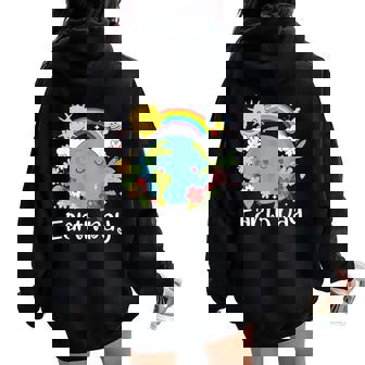 Happy Earth Day Cute Earth With Floral Earth Day 2025 Women Oversized Hoodie Back Print | Seseable CA