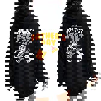 Happy First Fathers Day Beer Milk New Dad Women Oversized Hoodie Back Print - Regaloses