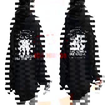 Happy Meowentine's Day Icu Nurse Intensive Care Unit Rn Women Oversized Hoodie Back Print | Mazezy