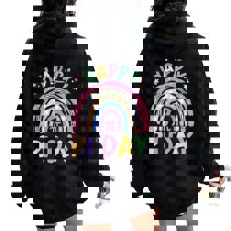 Happy Pi Day Rainbow 314 Pi Number Math Teacher Girls Women Oversized Hoodie Back Print - Seseable