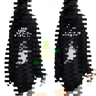 Happy St Catty's Day Saint Patricks Patty's Cat Lovers Women Oversized Hoodie Back Print - Monsterry