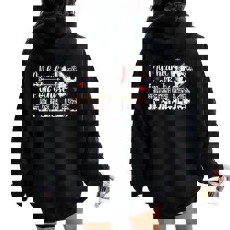 My Heart Is On Those Fields Baseball Soccer Mom Women Oversized Hoodie Back Print - Seseable