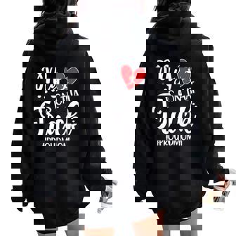 My Heart Is On That Track Proud Track Mom Women Oversized Hoodie Back Print | Mazezy