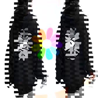Hippie 70S 80S Retro Funky Flower Hippie Love Flower Cuello Women Oversized Hoodie Back Print - Regaloses