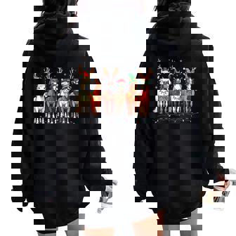 Horse Lover Santa Hat Christmas Xmas Holiday Girls Pajamas Women Oversized Hoodie Back Print - Monsterry