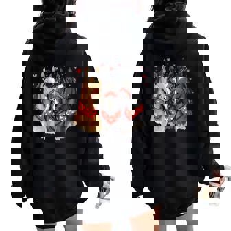 Horse Valentine Valentines Day Cute Horse For Girls Women Oversized Hoodie Back Print | Mazezy