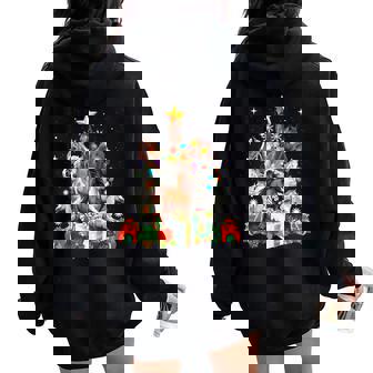 Horses Christmas Tree Horse Xmas Equestrian For Women Girls Women Oversized Hoodie Back Print - Monsterry