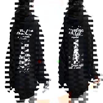 Humour Chat Fille Enfant Mon Chat M'appelle Sweat à capuche oversize pour femme avec imprimé dans le dos - Cadeauxyz