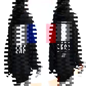 Ille De Genas France Fr Drapeau Français Sweat à capuche oversize pour femme avec imprimé dans le dos - Cadeauxyz
