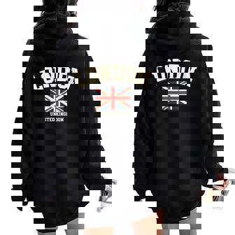 Intage Londres Inglaterra Reino Unido Souvenir Retro Graphic Cuello Women Oversized Hoodie Back Print - Regaloses