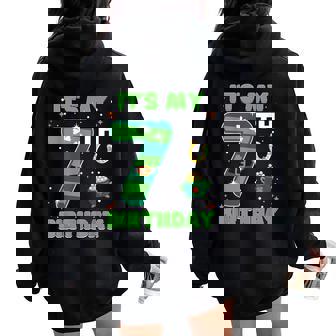 It's My 7Th Birthday St Patrick's Day 7 Years Old Girls Boys Women Oversized Hoodie Back Print | Seseable UK