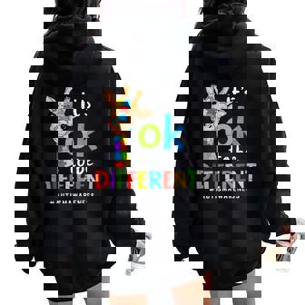 Its Ok To Be Different Autism Awareness Giraffe Autistic Women Oversized Hoodie Back Print - Thegiftio UK