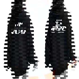 Je Suis Avec Stupid Matching Couples Sarcastic Sweat à capuche oversize pour femme avec imprimé dans le dos - Cadeauxyz