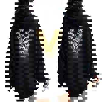 Jolie Lettre Initiale Nom Léopard Imprimé Animal Sweat à capuche oversize pour femme avec imprimé dans le dos - Cadeauxyz