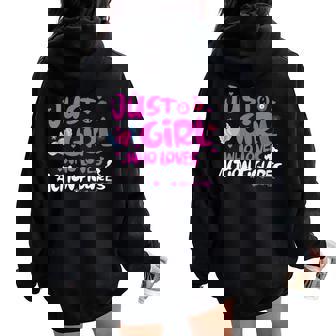 Just a Girl Who Loves Action Figures Women Oversized Hoodie Back Print - Monsterry