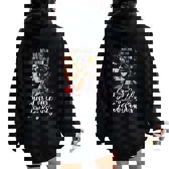 Just A Girl Who Loves Books Libros Women Oversized Hoodie Back Print - Regaloses