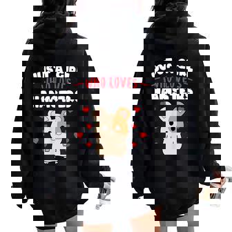 Just A Girl Who Loves Hamsters Cute Syrian Hamster Women Oversized Hoodie Back Print - Monsterry