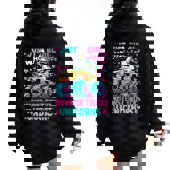 Just A Girl Who Loves Monster Trucks Unicorns Women Oversized Hoodie Back Print | Seseable UK