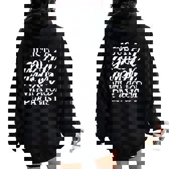 Just A Good Mom With A Hood Playlist Music Loving Mamas Women Oversized Hoodie Back Print | Seseable UK