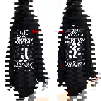 Just Married 58 Years Ago Husband Wife 58Th Anniversary Women Oversized Hoodie Back Print - Seseable
