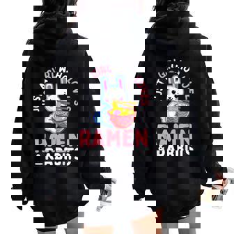 Kawaii Bunny Rabbit Ramen Noodles Japanese Anime Teen Girl Women Oversized Hoodie Back Print - Monsterry