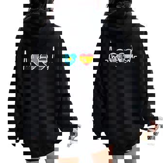 Kazajo Qazaqstan Orgullo Kazajstán Regalosintage Latido Bandera Español Kazajo Niños Hombre S Manga De Doble Puntada Negro Talla S Women Oversized Hoodie Back Print - Regaloses
