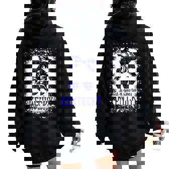 Kentucky Girls Messy Bun Hair Kentucky State Pride Women Oversized Hoodie Back Print - Thegiftio UK