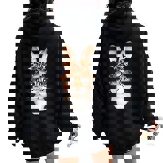 Lapin De Pâques Léopardisage Enfants S Filles Sweat à capuche oversize pour femme avec imprimé dans le dos - Cadeauxyz