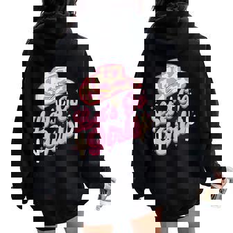Leopard Cowboy Hat Let's Go s Western Country Women Oversized Hoodie Back Print - Monsterry