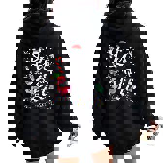 Let's Get Lit Adult Flamingo Christmas Women Oversized Hoodie Back Print - Monsterry