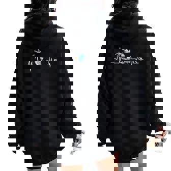 Life Is Really Good Beach Heartbeat Summer Beach Vacation Women Oversized Hoodie Back Print - Seseable