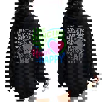 Line Dancing Hace Mi Corazón Feliz Danza Cuello Women Oversized Hoodie Back Print - Regaloses