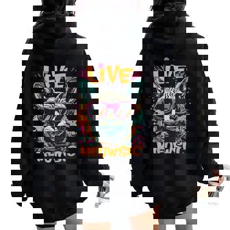 Live Meowsic Dj Sphinx Cat Disque Jockey Fun Edm Hiphop Musique Sweat à capuche oversize pour femme avec imprimé dans le dos - Cadeauxyz
