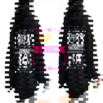 I Love My Awesome Mom Mother's Day Leopard Heart Print Women Oversized Hoodie Back Print - Seseable
