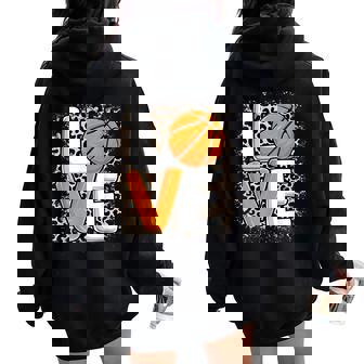 Love Basketball Leopard Print Women Girls Basketball Lover Women Oversized Hoodie Back Print - Monsterry