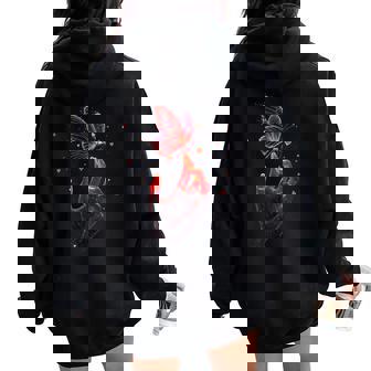I Love You Hand Sign Language Heart Groovy Pour La Saint-Valentin Sweat à capuche oversize pour femme avec imprimé dans le dos - Cadeauxyz