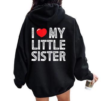 I Love My Little Sisterintage I Heart My Little Sister Women Oversized Hoodie Back Print - Regaloses