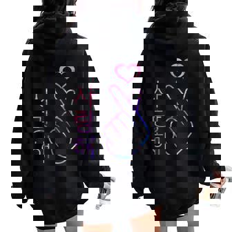 I Love You Saranghae Hand Heart Gesture Korean Pop K-Pop Women Oversized Hoodie Back Print - Monsterry