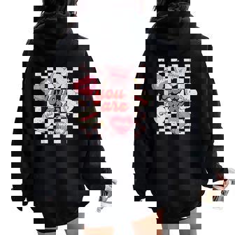 You Are Loved Worthy Enough Candy Heart Teacher Valentine Women Oversized Hoodie Back Print | Mazezy