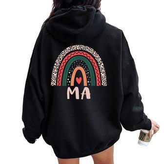 Ma Rainbow Grandma Grandmother Ma Women Oversized Hoodie Back Print - Thegiftio UK