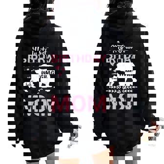 Mama And Baby Heart Bears Together My First Birthday As Mom Women Oversized Hoodie Back Print | Mazezy