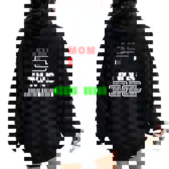 Mamá Cansada Para Batería Baja De Gemelos Carga Completa Divertido Women Oversized Hoodie Back Print - Regaloses