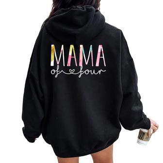 Mama Of Four Cute Floral Mom Of 4 Mother Of 4 Women Oversized Hoodie Back Print - Thegiftio UK