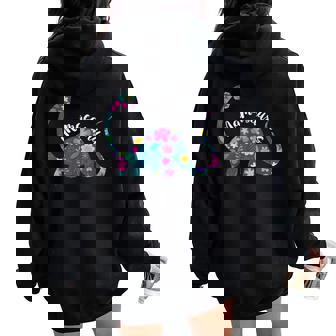 Mamasaurus Brontosau Dinosaur Mama Saurus Family Cute Flower Women Oversized Hoodie Back Print - Regaloses