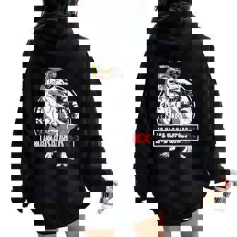 Mamasaurus T Rex Dinosaur Mama Saurus Autism Awareness Women Women Oversized Hoodie Back Print - Thegiftio UK
