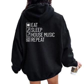 Mangez La Musique De Dortoir Edm Dj House Music Sweat à capuche oversize pour femme avec imprimé dans le dos - Cadeauxyz
