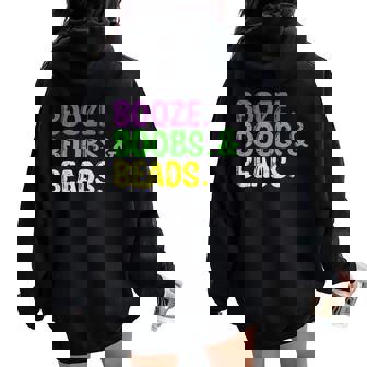Mardi Gras Booze Beads Fat Tuesday Carnival Women Women Oversized Hoodie Back Print - Seseable