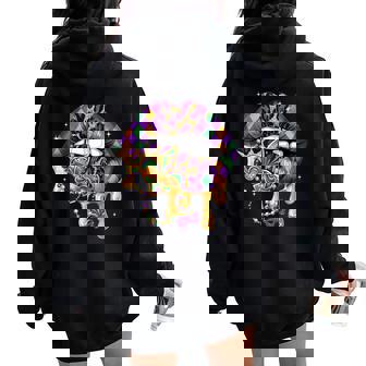Mardi Gras Lip Girl Fleur De Lis Costume Women Oversized Hoodie Back Print | Mazezy